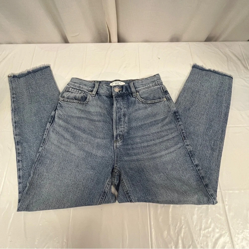 The Rosie button fly light wash distress leg holes dynamite size 28 jeans